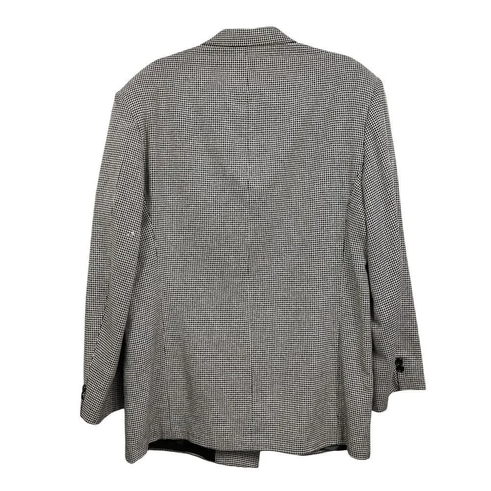 Andrew Fezza Men Houndstooth Blazer Sport Coat Double Breasted Black Cream 42R‎